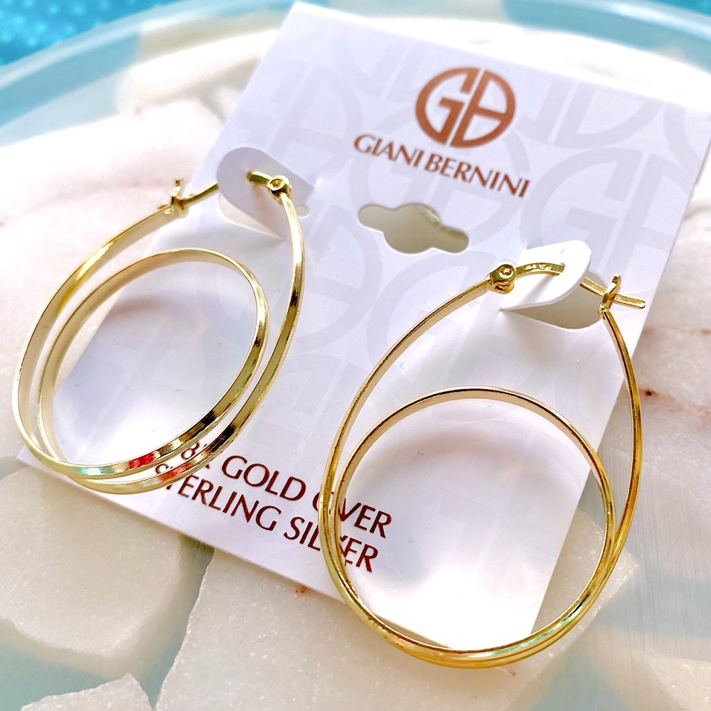 Giani Bernini 18k Gold over Silver Twist Oval Hoop Earrings